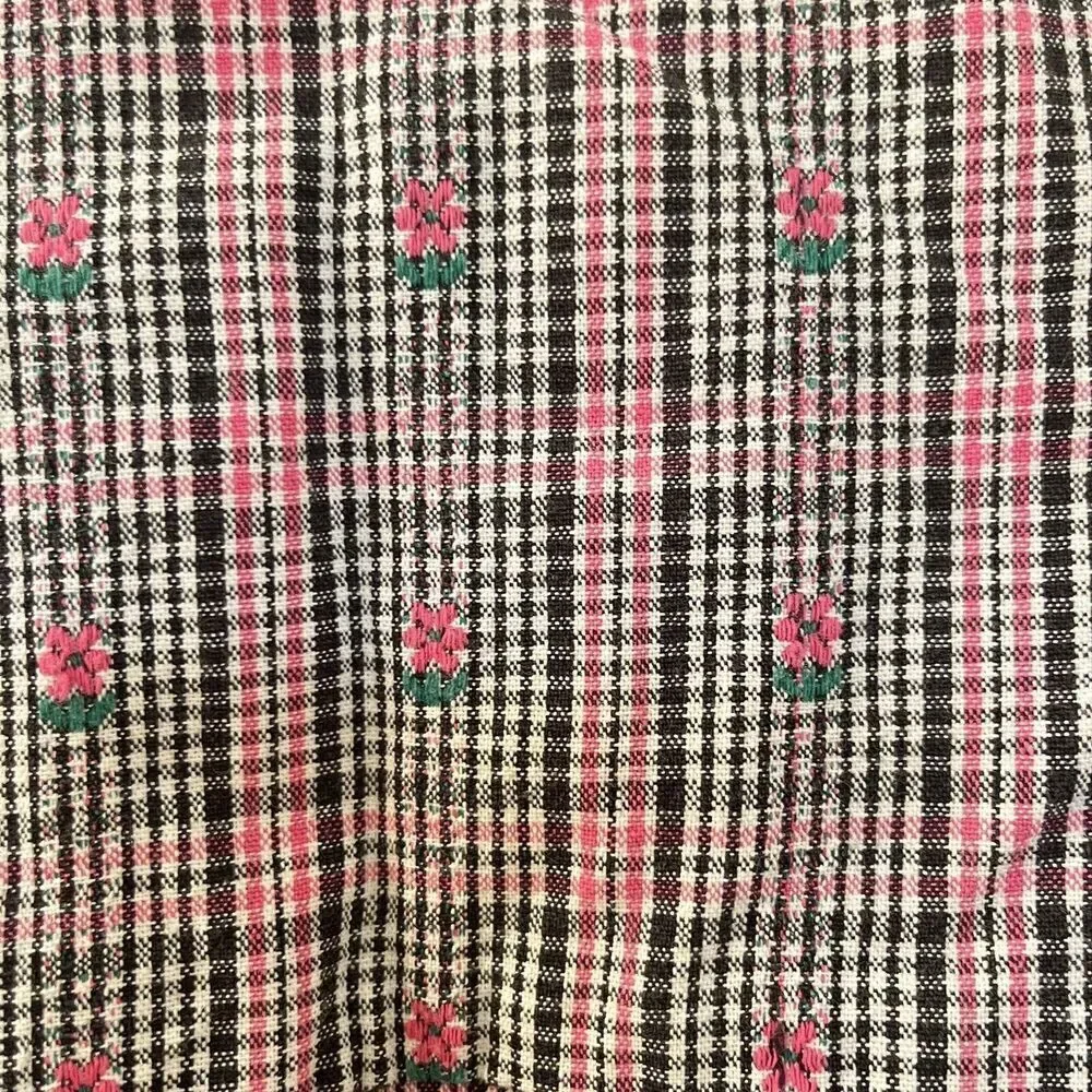 Vintage Oshkosh Baby B'gosh Floral Pink Black Plaid Dress USA Girls SZ 18 Months